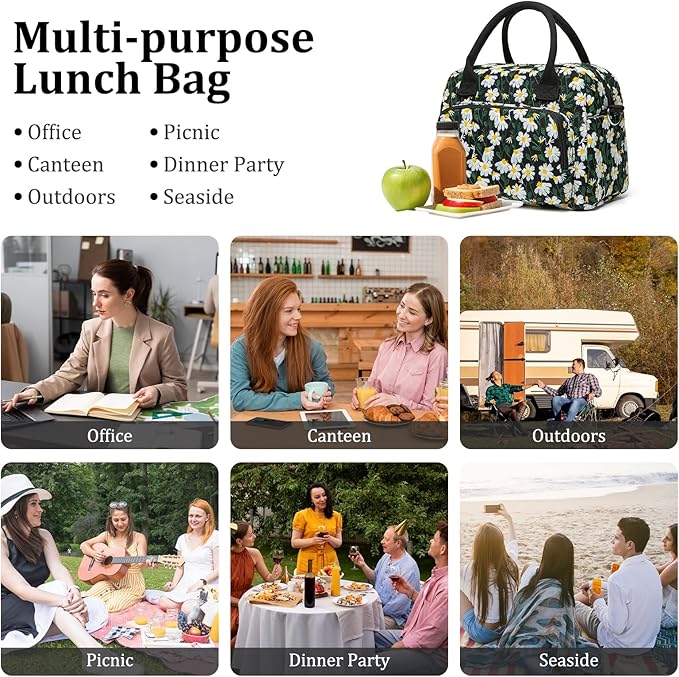 MEXS Insulated Lunch Bag for Women Men Large Reusable Lunch Box Adult Leakproof Portable Cooler Tote Bags for Work Picnic