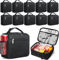 12 Pack lunch box Bulk,Insulated Reusable Lunch Bags with Aluminum for Women Men Girls Kids,Leakproof lunch boxes,Small Lunch Tote Bag for Office,Work,Beach or Travel,Black