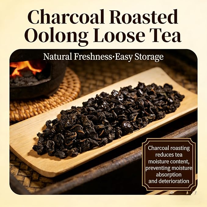 NASLAPH Roasted Oolong Tea Loose Leaf, High Mountain Black Oolong Tea Leaves with Mellow and Smooth, Oolong Tea with Medium Roasted Flavor, Grade AAA Oolong Tea with Consistent Quality 5.29Oz/150g