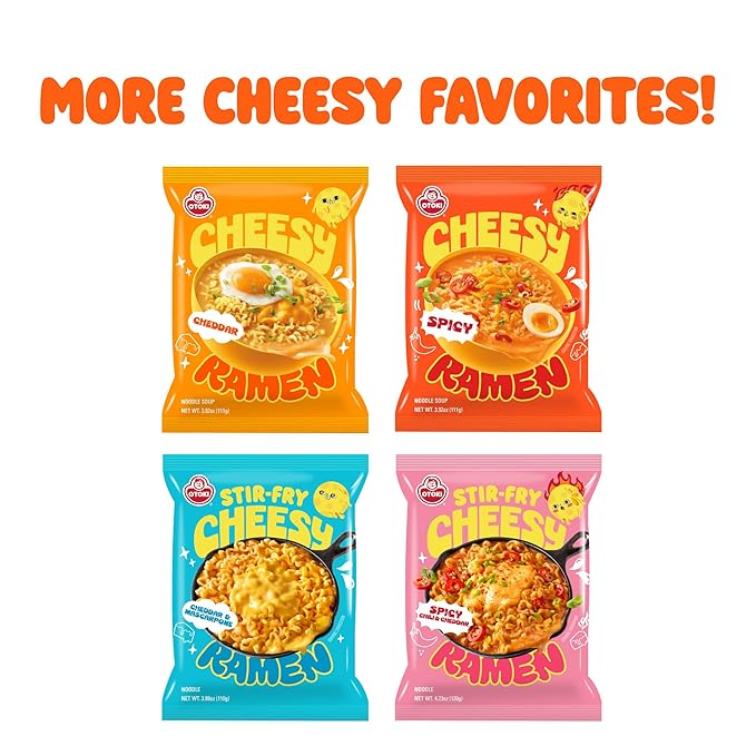 Cheesy Ramen – Spicy Cheddar Soup Ramen | Bold, Cheesy Heat, Korean-Style Spice | 3.92 oz (Pack of 8)