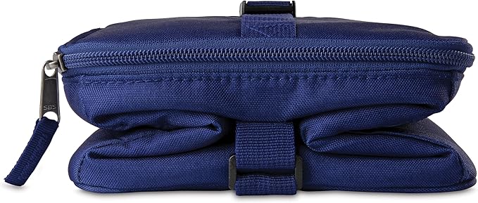 PackIt Freezable Essential Lunch Cooler, True Blue, Built with EcoFreeze Technology, Fully Freezable, Collapsible, Reusable, With Adjustable Crossbody Strap, Top Clip Handle, Designed for Fresh Office