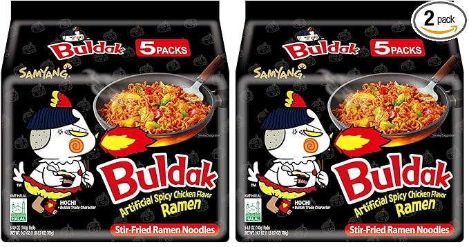 Samyang Buldak Spicy Ramen, Hot Chicken Ramen, Korean Stir-Fried Instant Noodle, Original, 1 Bag with 10 Pack