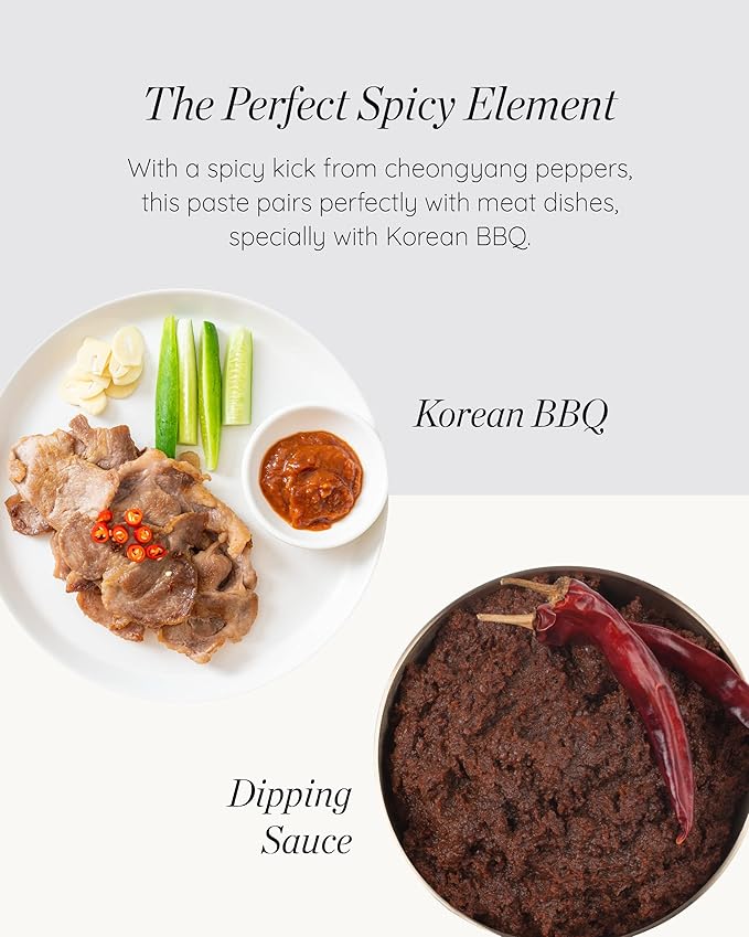 SEMPIO Spicy Tojang Ssamjang - Premium Korean Dipping Sauce for BBQ, Vegetables & Meats, Fermented Soybean Paste, Non-GMO (15.9oz/450g)