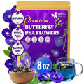 FreshDrinkUS, Premium 8oz Butterfly Pea Flowers, 100% Natural & Pure from Whole Butterfly Pea Flowers Leaves, Wildcrafted, Blue Butterfly Pea Flowers Loose Leaf Herbal Tea, No Gluten, Vegan