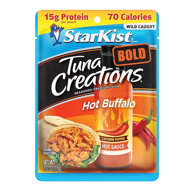StarKist Tuna Creations BOLD Hot Buffalo Pouch (2.6 oz - 24 Pack) Wild Caught, High Protein Shelf Stable Seafood, Gluten Free, No Draining, Ready to Eat for Salads and Sandwiches