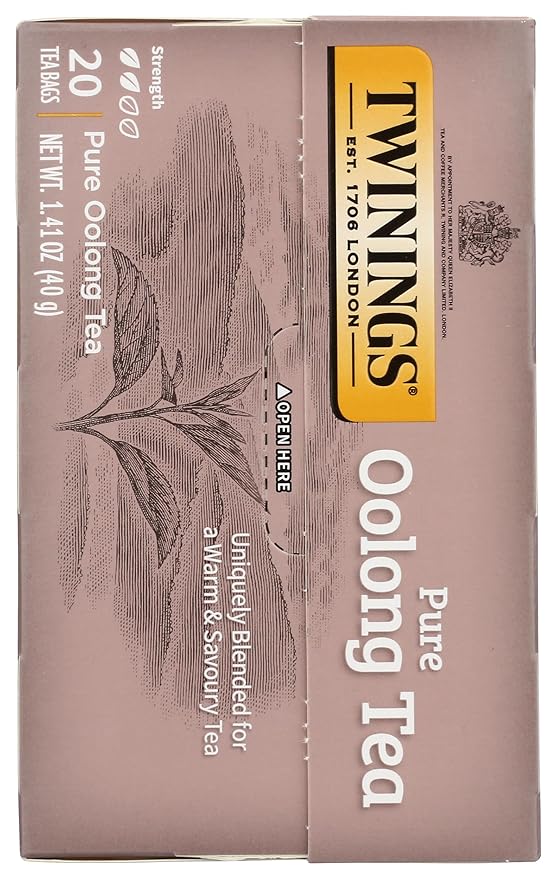 Twinings Pure Oolong Tea – Golden Caffeinated Tea, Individually Wrapped Tea Bags, 20 Count