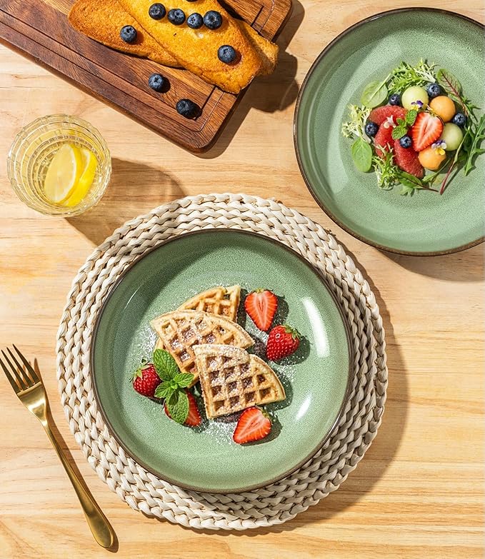LERATIO Large Pasta Bowls,38oz Ceramic Pasta Bowls,9.0" Reactive Glaze Pasta Bowl Set of 4,Microwave & Dishwasher,Oven Safe,Wide Serving Bowls for Salad,Pasta,Fruit,Scratch Resistant-Light Blue