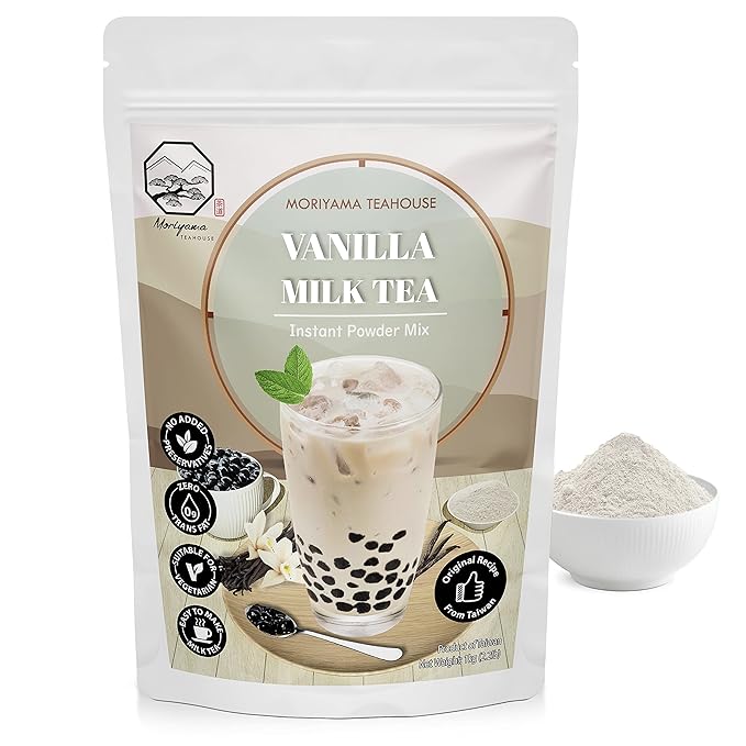 Vanilla Bubble Milk Tea Instant 3in1 Powder Mix - 1kg (33 Drinks) | For Boba Tea, Milkshake, Blended Frappe and Bakery | Authentic Taiwan Recipe | Zero Trans Fat, No Preservatives by Moriyama Teahouse