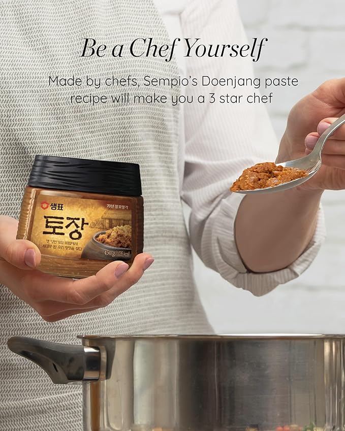 Sempio Doenjang: Traditional Korean Soybean Paste with Tojang & Red Chili Pepper, Premium Deeply Savory Fermented Soup Base for Jjigae, Alternative to Miso (15.9oz/450g)