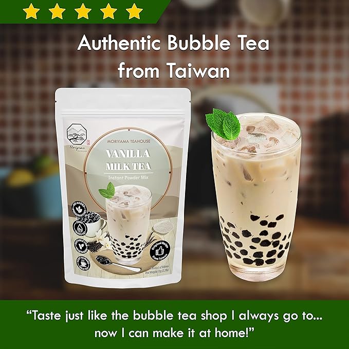 Vanilla Bubble Milk Tea Instant 3in1 Powder Mix - 1kg (33 Drinks) | For Boba Tea, Milkshake, Blended Frappe and Bakery | Authentic Taiwan Recipe | Zero Trans Fat, No Preservatives by Moriyama Teahouse