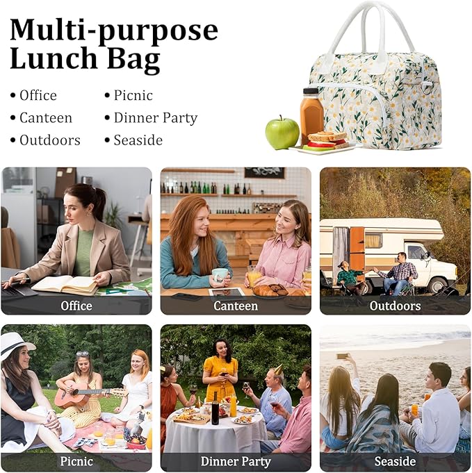 MEXS Insulated Lunch Bag for Women Men Large Reusable Lunch Box Adult Leakproof Portable Cooler Tote Bags for Work Picnic