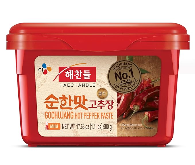 CJ Haechandle Korean Red Chili Pepper Paste Mild Spicy Gochujang Sauce 1.1LB Pack of 1
