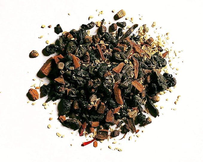 FIRE TEAS Sweet Hot Energizer Tea - Cinnamon, Gunpowder Green Tea, Ginger, Saffron, Cardamom - Delicious & Spicy - Multiple Brews - Coffee Alternative - Natural Power Tea