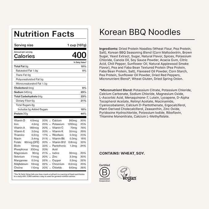 Huel Hot and Savory Cups | Korean BBQ | 25g Protein Plant Based Instant Meal | 27 Vitamins and Minerals | 100% Nutritionally Complete | 8 Cups