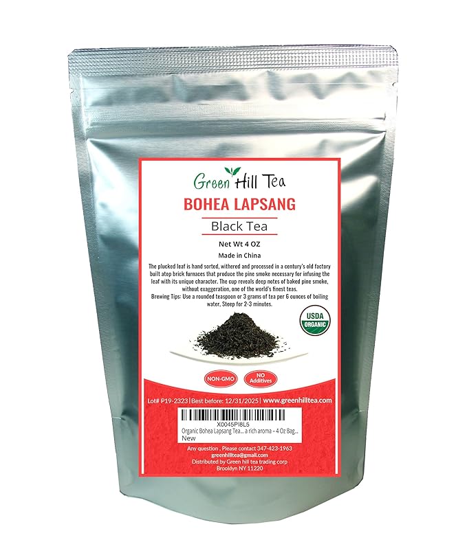 Organic Bohea Lapsang Tea, Smoulderingly smoky tea with a rich aroma – 4 Oz Bag…