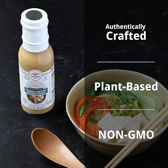 Yamasa, Artisanal Vegetarian Tonkotsu Ramen Broth Concentrate, Serves 8 Bowls, Gluten Free, No MSG Added, Non GMO, Japanese Tradition, 8oz