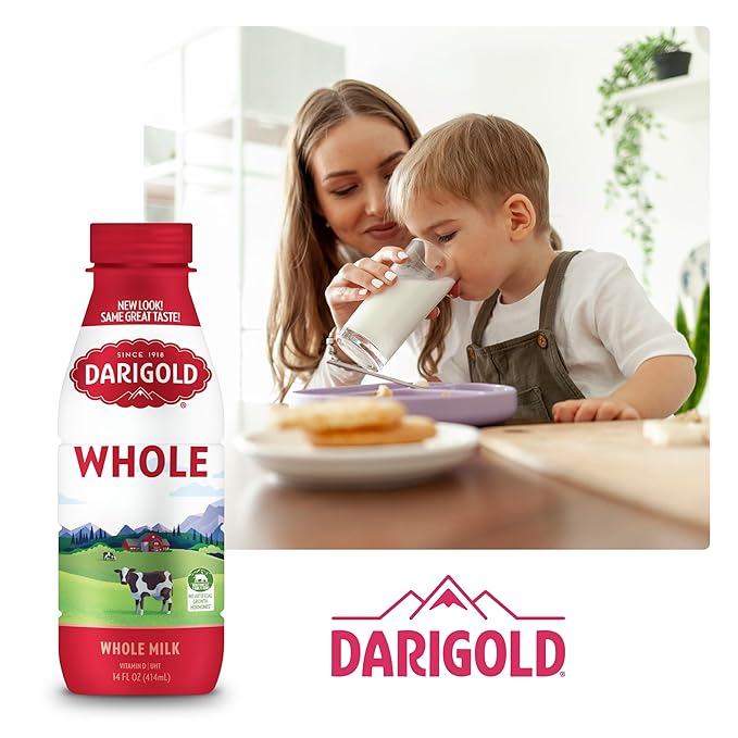 Darigold Shelf Stable Whole Milk Bottle with 12 Essential Nutrients, 15g Protein, rsBT Free - 14oz, 12 Pack (Whole)