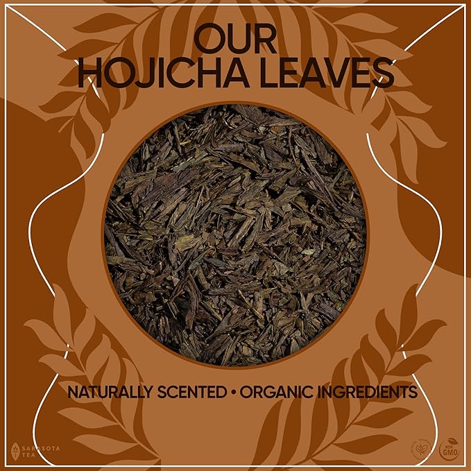 Organic Hojicha Green Tea Loose Leaf | Japanese Roasted Green Tea | Naturally Low Caffeine | Smooth Toasted Nutty Flavor | 4.4 oz Bulk Bag | Antioxidant Rich | Hot or Iced | Non-GMO