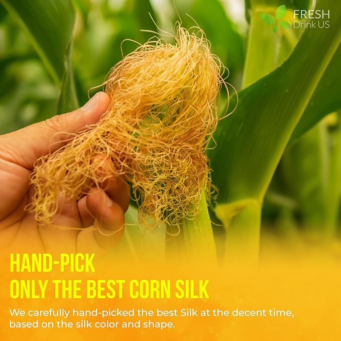 FreshDrinkUS, Premium 40 Tea Bags Corn Silk Tea, 100% Natural & Pure from Corn Silk. Corn Silk Herbal Tea. Clean Ingredients. Made with Natural Material Tea Bags. No Sugar, No Caffeine, Vegan.