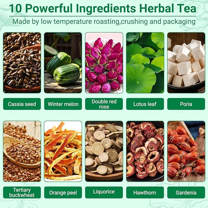 Oil Reducing Tea, 100% Pure & Natural Oil Cleansing Tea with 10 Precious Ingredients Formula for Liver Detoxification, Effectively Improve Intestinal Cleansing (1 Box/15 Bags)