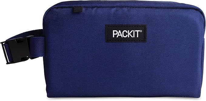 PackIt Freezable Small Insulated Snack Box, True Blue, with EcoFreeze Technology (Built-in Ice Pack), Mini Cooler or Small Lunch Bag, For Fresh Snacks On the Go, for Work, Gym, or Travel