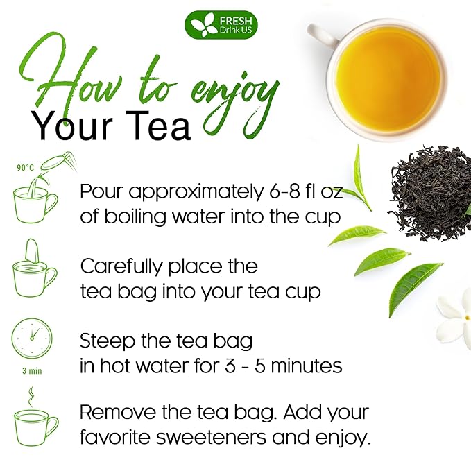 FreshDrinkUS, Premium 175 Green Tea Bags, 100% Natural & Pure from Green Tea Leaves. Loose Leaf Green Tea Herbal Tea. Made with Natural Material Tea Bags. No Sugar, No Caffeine, No Gluten, Vegan.