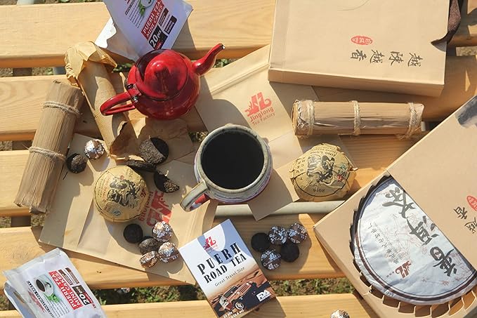 Jinglong Tea Factory - Puerh Tea Original (150 Cups) Ripe Pu-erh Tea Cake (12.6 Ounce)