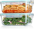 Vtopmart 2Pack 1860ml/63oz Large Glass Containers Food Storage with Lids, Meal Prep Food Container Set with Snap Airtight Lid for Baking, Microwave, Oven, Leak Proof, for Freezer, Dishwasher, Green