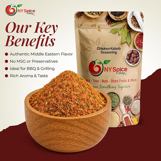 Ny Spice Shop Chicken Kabob Seasoning - 6 Ounce For Mediterranean Seasoning for Cooking and Culinary - Fine Spiced Mix for Grilled Chicken Rice Bowls, Roasted Vegetables & Savory Recipes