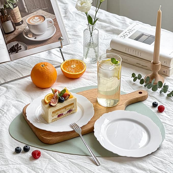WDF 60pcs White Plastic Dessert Plates -7.5inch Baroque White Disposable Appetizer/Small Cake/Salad Plates- for Upscale Parties & Wedding