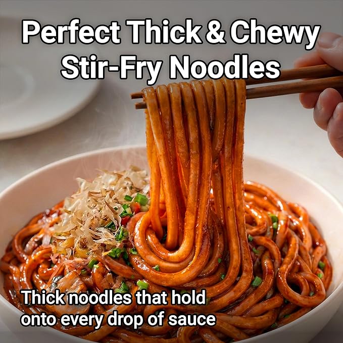 Nongshim Yaki Udon Hot & Spicy, Stir Fry Style Korean Inspired Noodles, Sweet and Spicy Sauce with Chewy Non Fried Noodles, Bold Flavor Noodle Dish, 8.64 oz (Pack of 10)