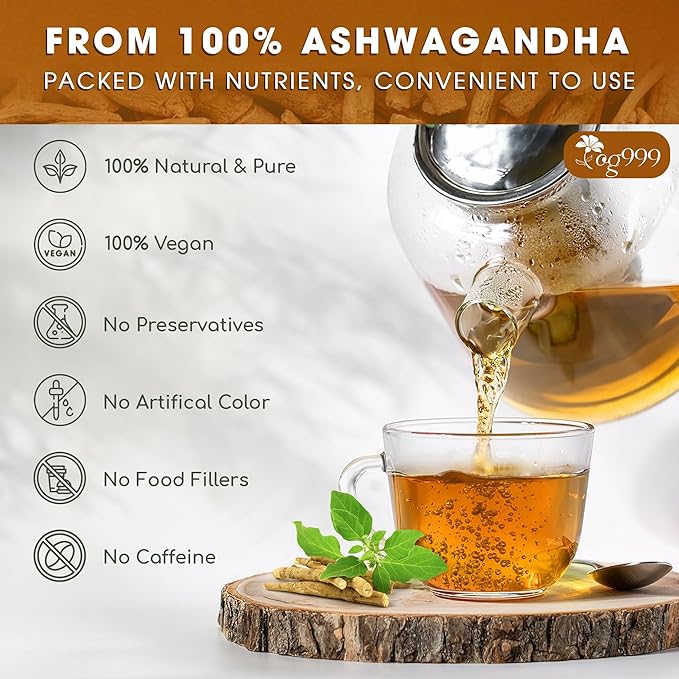 TOG999, Premium 120 Ashwagandha Root Tea Bags, 100% Natural & Pure, Ashwagandha Root Herbal Tea. No Sugar, No Caffeine, No Gluten, Vegan.