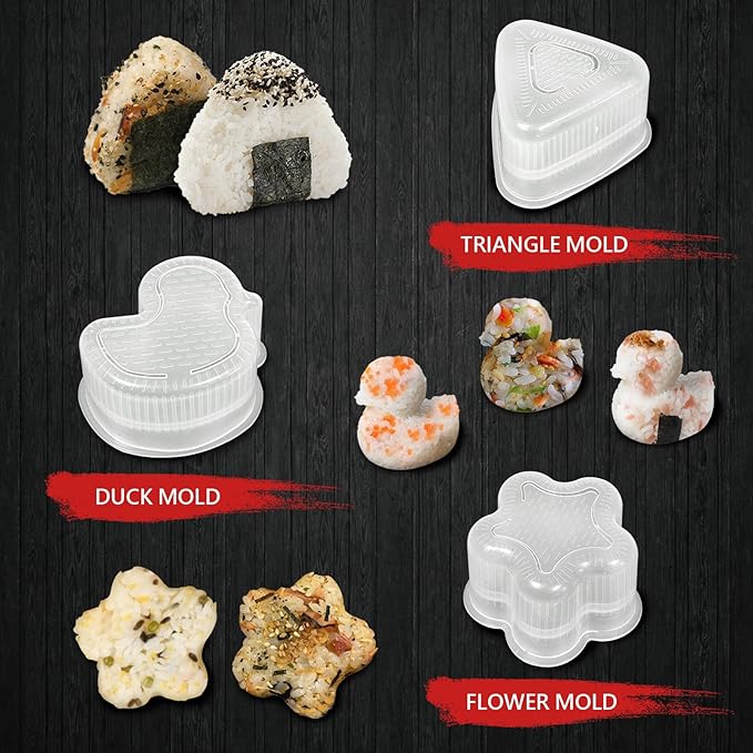 HI NINGER Sushi Maker Set, 24-piece sushi maker kit for beginners to make their own sushi. Can be used as a sushi plate with rice roll molds, knife, sushi plate,sushi rolling mat (Black)