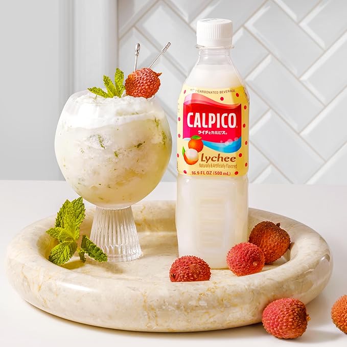 CALPICO Lychee – Smooth, Creamy & Refreshing Non-Carbonated Beverage, Sweet and Tangy, Japanese Lactic Acid Drink, 16.9 Fl oz (Pack of 6)