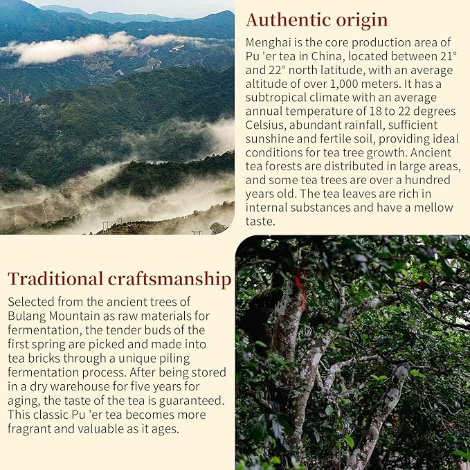XIXICHA Classic Premium Pu-erh Tea Brick Grade AAA Produced in 2020 Aged Ripe Pu 'er Ancient tree Pu 'er tea Cake Worth collecting Produced in Menghai，Yunnan 500g/17.64oz（250g*2）Additive-free Chinese tea（468 cups）普洱熟茶 典藏普洱 云南勐海普洱茶砖