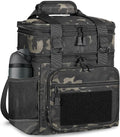 GLENKEY Tactical Lunch Box Cooler Bag - Expandable Insulated Lunch Bag for Men Women - Large Lunchbox for Adults Work Shifts Outdoor Trips Black Camo 16L
