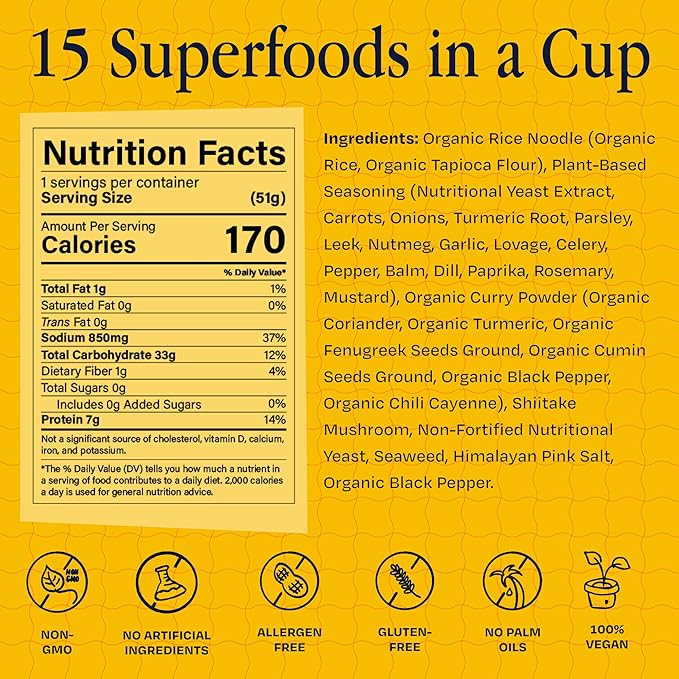 RAWMYUN Gluten Free Healthy Korean Ramen Vegan Superfood Clean Ingredients Plant-Based Cup Noodles made with Organic Rice Noodles Instant Soup | No MSG, Non-GMO, Real Ingredients (6 Savory Curry)