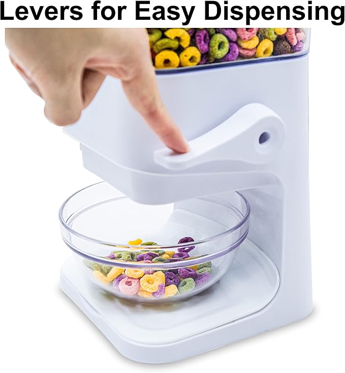 Cereal Dispenser Countertop with lids, 5L Organization and Storage Containers for Kitchen and pantry, Plastic Containers for food, Cereal, Rice, Beans, Grains, Nuts, Oatmeal, Pet food, White, 1Pc