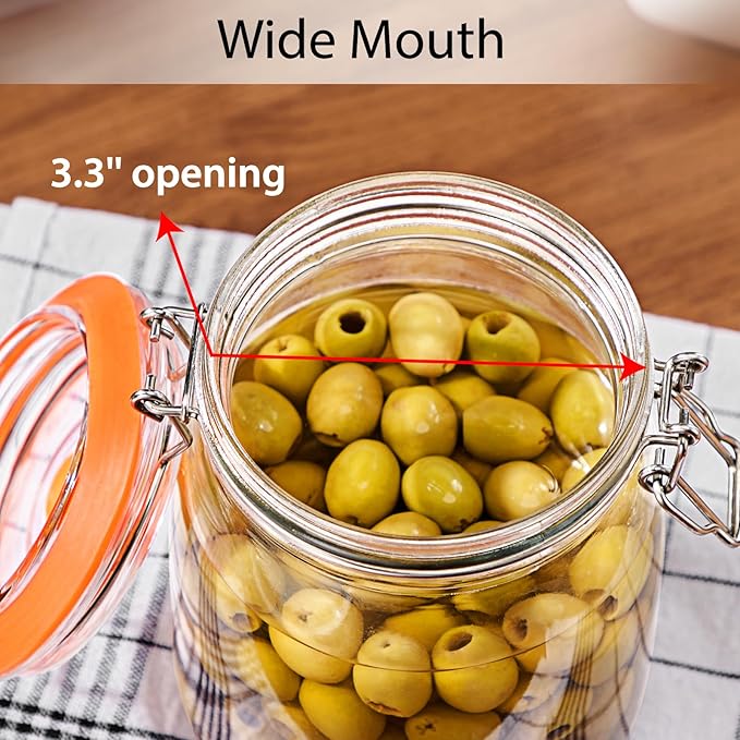 1.8 Liters(0.48 gallons) Fermentation Jar, Wide Mouth Glass Fermenting Jar with Airlocks for Making Sauerkraut, Kimchi, Pickles, Mead, Cider & More, Pack of 2