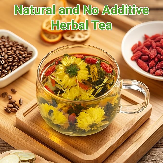 Dandelion Wolfberry Tea, Chinese Traditional 7 Natural Herbs Formula Blend Support Kidney & Liver Health Dandelion Root Tea Bags (2 Pack/24 Bags)