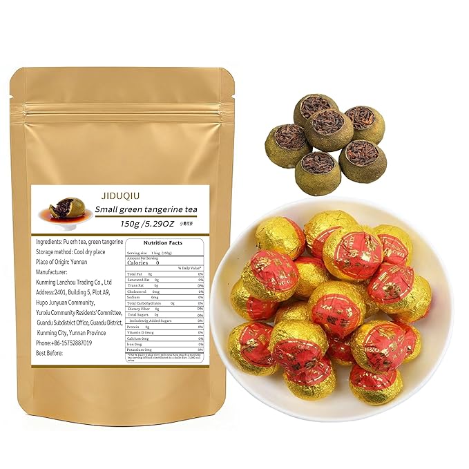 Xiao Qing Gan tea 5.3OZ/150g， Puerh Tea，Tangerine Peel Pu-erh Tea，Pu'er Citrus