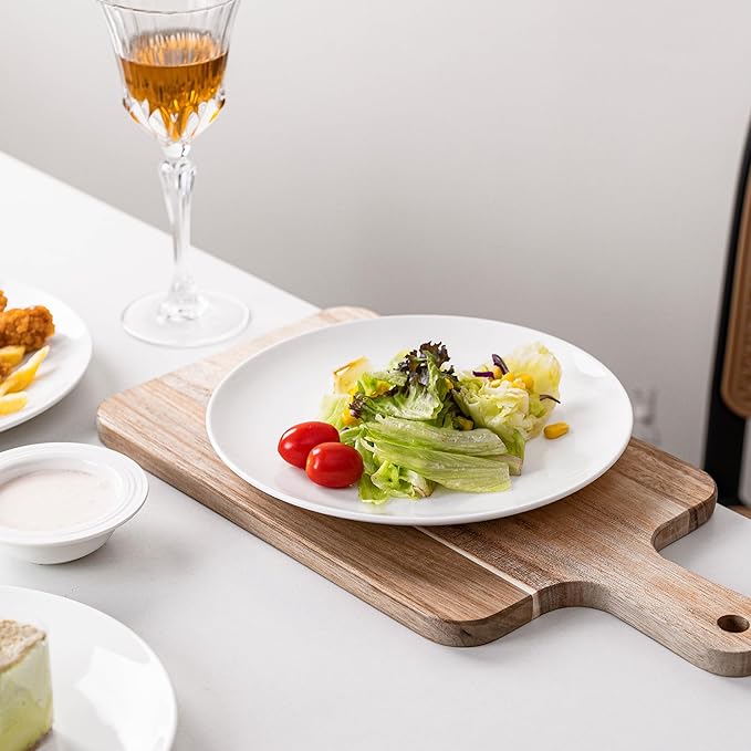 White Salad Plates Set of 6, 8.5 Inch Ceramic Plates – White Porcelain Appetizer & Dessert Plates for Kitchen, Salad, Snack & Everyday Use, Microwave & Dishwasher Safe, 22Cm