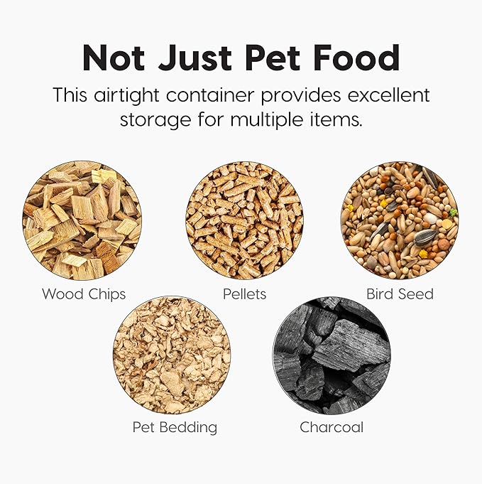 IRIS USA Dog Food Storage Container 58 lbs, Attachable Wheels, for Dog Cat Birds and other Pets, Food Storage Bin, Keep Fresh, Easy Mobility, BPA Free - Made in the USA, Almond/Pearl