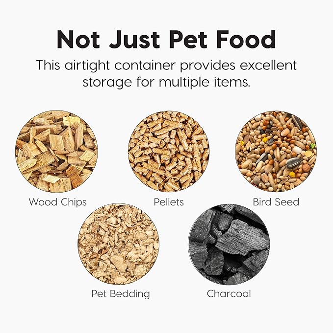 IRIS USA Airtight Dog Food Storage Container, WeatherPro, Up to 22 lbs, Removable Wheels, for Dog Cat Bird and Other Pet Food Storage Bin, Keep Fresh, Made in USA, Almond/Clear