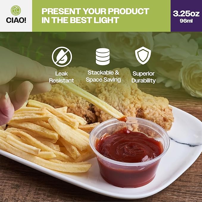 CIAO! 3.25OZ PP Clear Portion Cup, Lids Sold Separately (Case of 2,500)