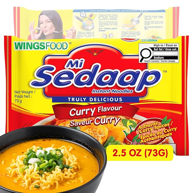 Mi Sedaap Curry Flavor Instant Noodles Pack of 30 – Indonesian curry ramen cups, stir fry cup noodles