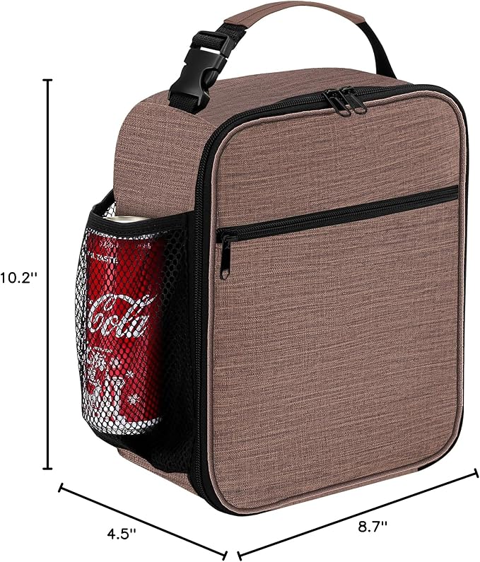 ZM-YOUTOO Lunch Box for Men - Reusable Lunch Bag Men Adult Women- Insulated Small LunchBox (Light Brown)