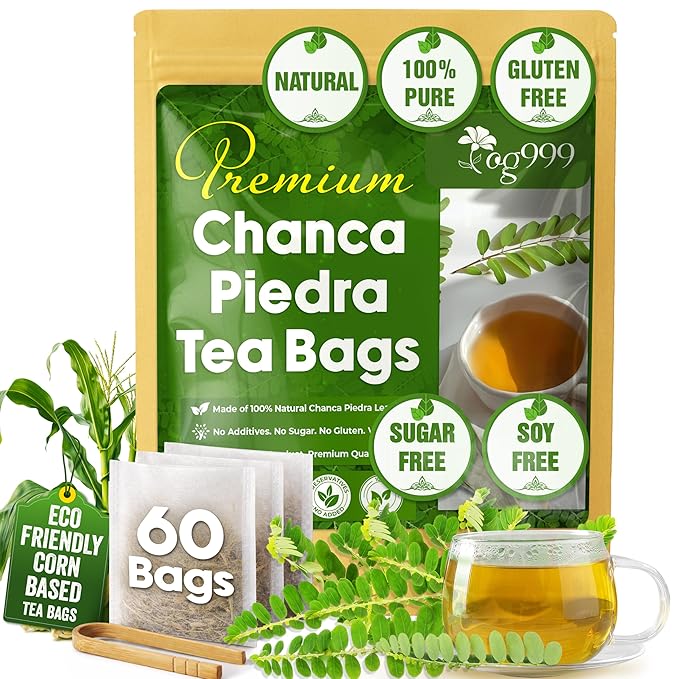 TOG999, Premium 60 Chanca Piedra Leaf Tea Bags, 100% Natural & Pure from Chanca Piedra Leaves. Loose Leaf Chanca Piedra Herbal Tea. Made with Natural Material Tea Bags. No Sugar, No Caffeine, No Gluten, Vegan.