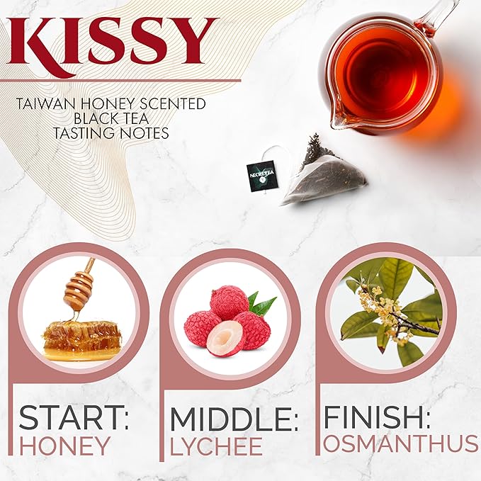 Organic TAIWAN Honey Scented Black tea bag | Sugar Free | Good for Cold brew Tea | Natural Antioxidants 45 Sachet Tea Bags | By T SECRETEA, Kissy