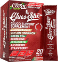 Clean Nutraceuticals Ceylon Cinnamon Powder, Green Tea Extract, Glucomannan, Berberine Supplement, Chromium Picolinate, Apple Cider Vinegar – Rainbow Sherbet Powder Sticks - 20 Count